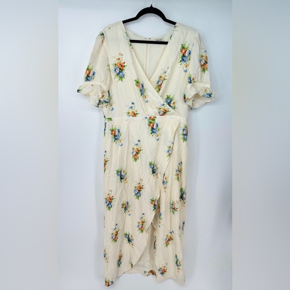 Made Well Floral Wrap Top Zip Up Short Sleeve Floor Length Dress - Picture 1 of 4